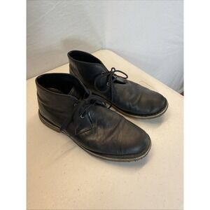 UGG Leighton Mens Size 12 Black Crinkled Leather Chukka‎ Ankle Boots Shoes